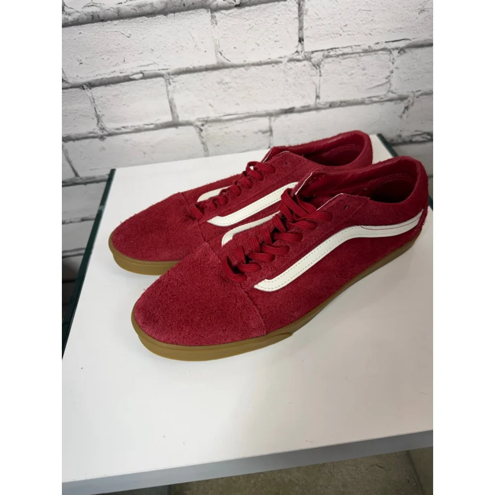 Men's Vans Old Skool Low Pro Red Suede Sneakers White Stripe size 10.5 NWOT